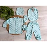 Minika Baby Minilkabebe Kalpli Fitilli 5 Li Hastane Çıkış Seti Pamuklu - 0 - 1 Ay - Açık Mint Yeşili