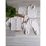 Minika Baby Minilkabebe Kalpli Fitilli 5 Li Hastane Çıkış Seti Pamuklu - 0 - 1 Ay - Beyaz - Kırmızı