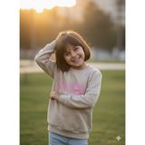 Minika Kız Çocuk Sweatshirt Baskılı Bisiklet Yaka Pamuklu - Krem - 12 Yaş