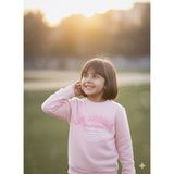 Minika Kız Çocuk Sweatshirt Baskılı Bisiklet Yaka Pamuklu - Pudra - 11 Yaş