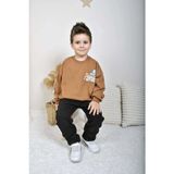 Miniko Kids Erkek Çocuk Snoopy Modelli Pamuk Bisiklet Yaka Eşofman Takımı - 5 - 6 Yaş - Kahverengi