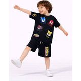 Miniko Kids Erkek Çocuk Sonic Modelli Pamuk Şortlu Takım - 7 - 8 Yaş - Siyah