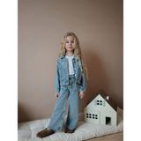 Miniko Kids Kız Çocuk Bayramlık Kot Ceketli Badili Pantolonlu 3lü Takım - Mavi - 4 - 5 Yaş