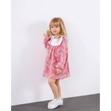 Miniko Kids Kız Çocuk Bayramlık Nakışlı Keten Elbise - 7 - 8 Yaş - Pembe