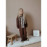 Miniko Kids Kız Çocuk Hırkalı Güpürlü Düğmeli Triko Takım - Kahverengi - 9 - 10 Yaş