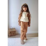 Miniko Kids Kız Çocuk Kol Triko Modelli Punch Işlemeli Gabardin Pantolonlu 2li Takım - 3 - 4 Yaş - Kahverengi