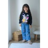 Miniko Kids Kız Çocuk Kuromi Modelli Kot Pantolon Nakışlı 2li Takım - 3 - 4 Yaş - Siyah