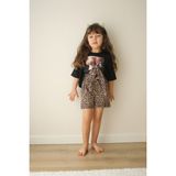 Miniko Kids Kız Çocuk Leopar Desenli Pamuk Şortlu Takım - Siyah - 3 - 4 Yaş