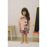 Miniko Kids Kız Çocuk Mickey Modelli Pamuk Şortlu Takım - 7 - 8 Yaş - Pudra