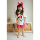 Miniko Kids Kız Çocuk Mickey Modelli Pamuk Şortlu Takım - 9 - 10 Yaş - Krem