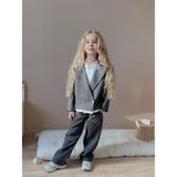 Miniko Kids Kız Çocuk Poliviskon Çizgili Blazer Ceket Pantolon Dokuma Kumaş Takım - 11 - 12 Yaş - Füme