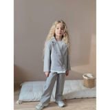 Miniko Kids Kız Çocuk Poliviskon Çizgili Blazer Ceket Pantolon Dokuma Kumaş Takım - 4 - 5 Yaş - Gri