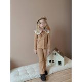 Miniko Kids Kız Çocuk Yaka Dantelli Fitilli Kaşkorse Bayramlık Taytlı Takım - 4 - 5 Yaş - Bej