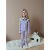 Miniko Kids Kız Çocuk Yaka Dantelli Fitilli Kaşkorse Bayramlık Taytlı Takım - 5 - 6 Yaş - Lila