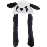 Miniko Kids Kız Erkek LED Işıklı Hareketli Pelüş Kulaklık Bere - Standart - Siyah - Beyaz