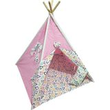 Miniks %100 Pamuk Ahşap Çocuk Oyun Çadırı Kızılderili Çadırı Oyun Evi - Pembe