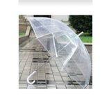 Miniks Store Baston Şemsiye Beyaz Şeffaf Rüzgarda Kırılmaz Reflektif Rahat Tutuşlu Unisex Beyaz Unisex