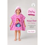 minilee children's happiness Mercan Deniz Kızı - İsimli Çocuk Kapşonlu Panço Havlu – Deniz, Havuz ve Banyo Bornoz Pançosu 2-8 Yaş
