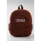 Minilee [İSTEDİĞİNİZ İSMİ NAKIŞ İLE YAZIYORUZ] - Kahve-Peluş 0-8 Yaş - Çocuk Anaokulu, Kreş Sırt Çantası