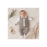 minilkabebe Erkek Bebek 1362 Çizgili Yelekli Üçlü Papyonlu Takım 0-3/3-6/6-9/9-12 Ay