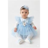 Minilora Kız Bebek Prenses Tüllü Elbise Takımı 4 Parça Set (Elbise + Body + Taç + Ayakkabı) 0-6 Ay