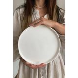 Minima Art Studio 25 CM Dekoratif Yuvarlak Dekoratif Beton Tabak, Nişan Tepsisi 25 Cm
