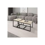 Minimal 2'Li Orta Sehpa Traverten, Bej