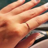 Minimal Altın Yüzük - 14 Ayar Altın Burma Tel Ruby Taşlı Minimal Yüzük - Hediyelik Altın Yüzük
