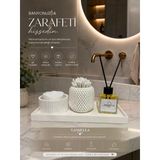 Minimal Beyaz Banyo Seti + Pamukluk + Kulak Çubuğu Kabı + Soft Romantica Difüzör + Dekoratif Tepsi