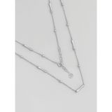 Minimal Dizayn 18 Ayar Beyaz Altın Kaplama 45 Cm Gümüş Zincir Kolye