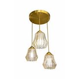 Minimal E-Ticaret Minimal Elite Trio Gold Chrome Plafonyer Cam Avize Altın