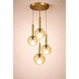 Minimal E-Ticaret Minimal Golden Ball Quad Honey Yellow Cam Avize Sarı