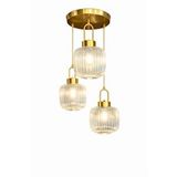 Minimal E-Ticaret Minimal İntense Exclusive Trio Golden Transparent Plafonyer Cam Avize Şeffaf
