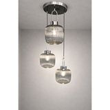 Minimal E-Ticaret Minimal İntense Exclusive Trio Silver Chrome Plafonyer Cam Avize Gri