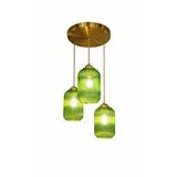 Minimal E-Ticaret Minimal Lotus Trio Forest Green Plafonyer Cam Avize Yeşil