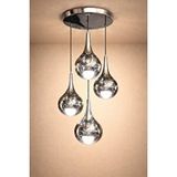 Minimal E-Ticaret Minimal Rains Black ve Silver Quad Plafonyer Krom Cam Avize Krom Cam - Gri Metal