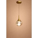 Minimal E-Ticaret Minimal Rains Gold Chrome One Honey Yellow Sarkıt Cam Avize Bal Sarı Cam - Gold Metal