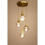 Minimal E-Ticaret Minimal Rains Gold Chrome Quad 4'lü Honey Yellow Cam Avize Bal Sarı Cam - Gold Metal