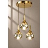 Minimal E-Ticaret Minimal Rains Gold Chrome Trio 3'lü Plafonyer ( Bal Sarı ) Cam Avize Çok Renkli