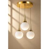 Minimal E-Ticaret Minimal Rains Gold Chrome Trio 3'lü Plafonyer ( Beyaz Cam ) Cam Avize Çok Renkli