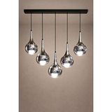 Minimal E-Ticaret Minimal Rains Linear Silver Chrome 5'li Füme Cam Avize Krom Cam - Siyah Metal
