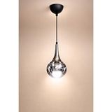 Minimal E-Ticaret Minimal Rains One Silver Chrome Füme Cam Avize Krom Cam - Siyah Metal