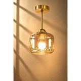 Minimal E-Ticaret Minimal Vivid Golden Plafonyer ( Bal Sarı ) Cam Avize Altın