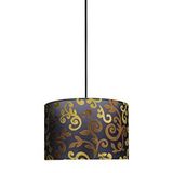 Minimal E-Ticaret Viscose 30x30x21 Siyah Elektrik Kablolu Exclusive Kumaş Avize Spiral Siyah