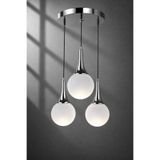 MINIMAL ETICARET VE BILGI TEKNOLOJILERI Rains Silver Chrome TRİO 3'lü Plafonyer ( BEYAZ Cam ) Cam Avize