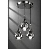 MINIMAL ETICARET VE BILGI TEKNOLOJILERI Rains Silver Chrome TRİO 3'lü Plafonyer ( FÜME Cam ) Cam Avize