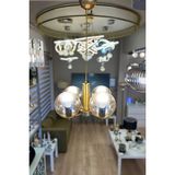 Minimal Globe Golden Up QUAD BAL SARI Cam Avize