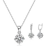 Minimal Grace Zirkon Taşlı Kadın Gümüş Kolye Küpe Set