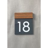 Minimal Kapı Numarası Kendinden Yapışkanlı 10x21 cm Wooden Serisi -18 - 1 Adet