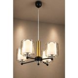 Minimal Luxury Crystal Black & Gold Quad Cam Avize - Siyah - Bal